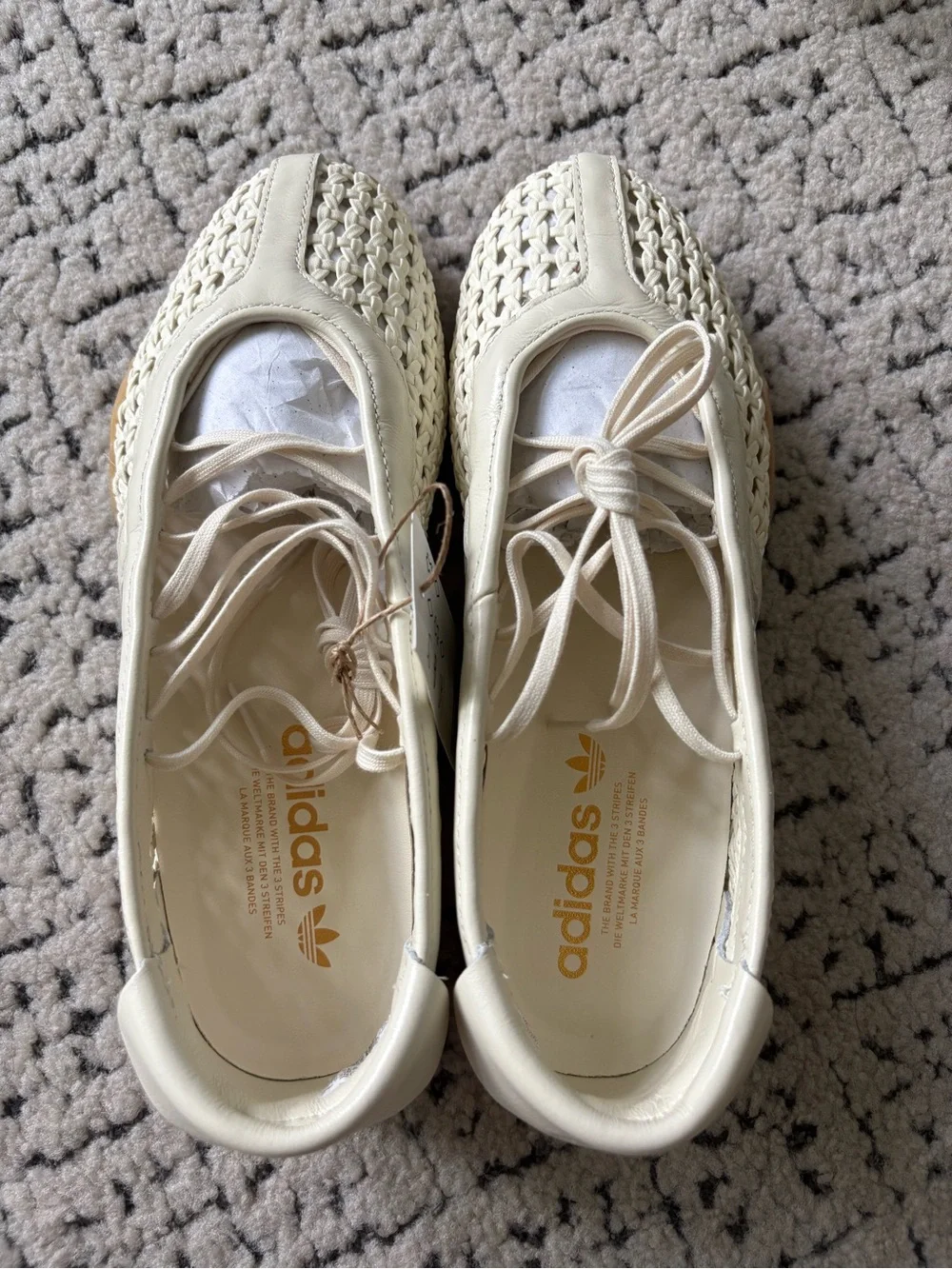 Women’s Adidas Taekwondo Mei Cream Woven Lace-Up Flats